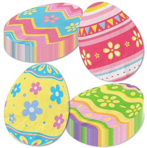 Oster-Party-Servietten-Zubehör, Frohe Ostern, Dekorationsset, bunte Ostereier-Servietten, Osterhasen-Servietten für Kinder, Frühling, Ostern, Party, Einweg-Dekorationen, 40 Stück