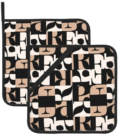 Confezione da 2 presine per cucina, moderne presine astratte geometriche resistenti al calore, con tasche ad anello per appenderle, panni per forno a microonde, per cucinare, campeggio, cottura