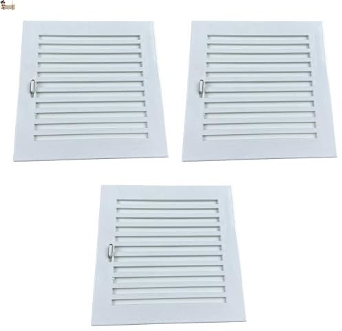 BricoLoco.com Rejilla ventilación con cierre regulable. 15 cm. ¡Pack 3 uds.! Empotrable pared o techo. Baño, cocina. Mini persiana de lamas móvil para abrir o cerrar el paso del aire (3, 15x15cms)