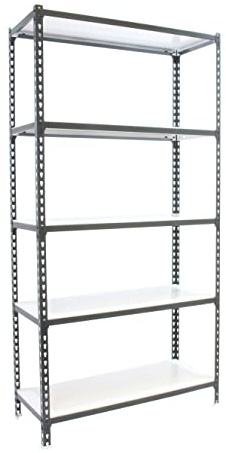 PROREGAL Schwerlastregal Big Metal Shark | HxBxT 200x120x30cm | Fachlast 200kg | Anthrazit-Weiß| Standregal Lagerregal
