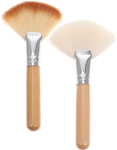 PACKOVE 2Pcs Large Fan Makeup Brush Wooden Fan Cosmetic Brush Highlighting Makeup Brush Soft Fan Face Brush for Bronzer Cheekbones Blush