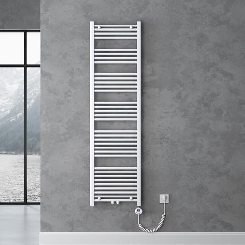 doporro Radiateur Sèche-Serviette Eau Chaude 180x50cm avec Résistance | 1000W, Blanc, Salle de Bain, RHE