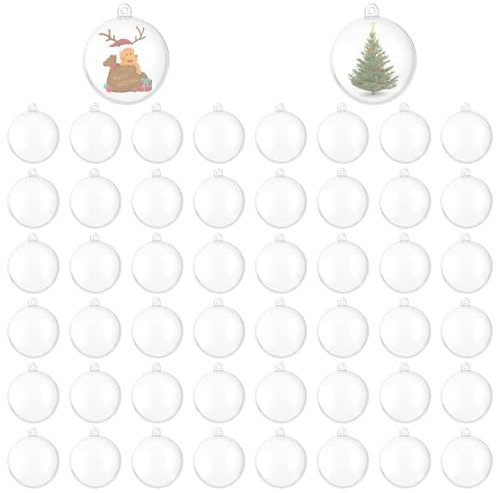 DAJAVE 50 Stück Weihnachtskugeln, Plastikkugeln zum Befüllen 5cm, Kugeln zum Befüllen Weiß, Kunststoff Christbaumkugeln zum Befüllen, Kugeln zum basteln Acrylkugeln Transparent Set