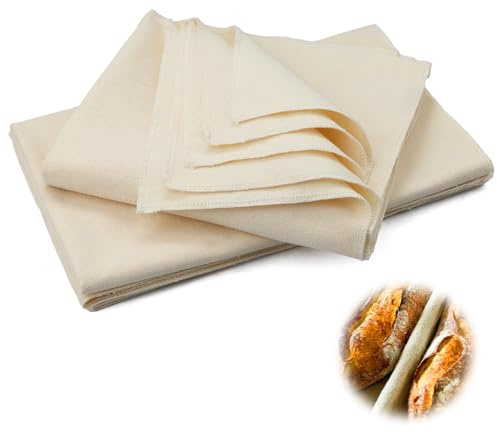 Pyroclasia 6 Pcs Toile de Lin pour la Cuisson du Pain 75 x 45cm Tissu de Boulanger Fermenté Boulangerie Accessoire pour Fermentation de la Pâte Convient aux Boulangers Amateurs et aux Débutants