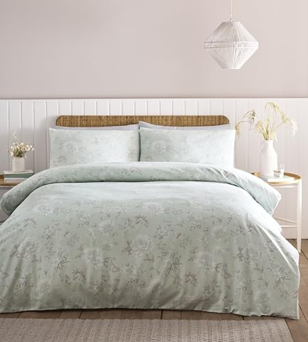 Charlotte Thomas Soft Floral Mia Duvet Cover Set in Duck Egg King Bed Size