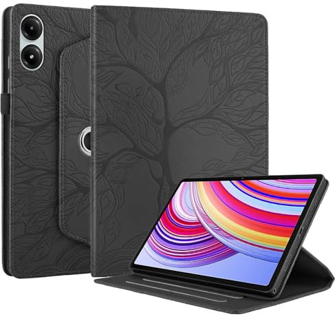 Succtopy Funda para Xiaomi Redmi Pad Pro 2024 12.1 Pulgadas Rotación de 360 Grados Carcasa con Soporte Pencil, Redmi Pad Pro Cover con Función de Soporte para Xiaomi Redmi Pad Pro Negro
