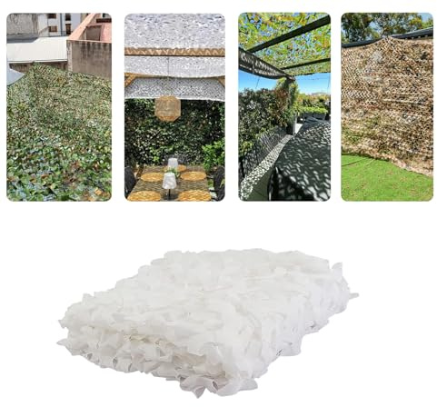 Red Camuflaje Blanca 2x10m(6.5x32.8ft)，toldo Vela Camuflaje Blanco Red de Camuflaje Militar, para Caza, protección Solar, Camping, Paisaje Forestal, jardín, Fiesta, decoración