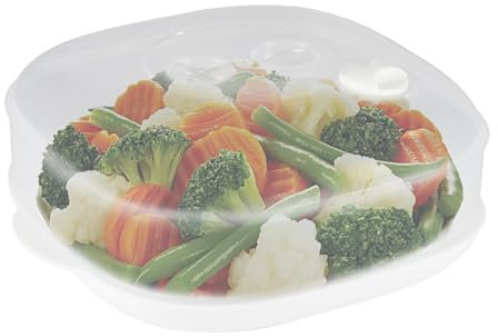 Gzsekken Microwave Steamer with Lid, Vegetable Steamer Pasta Rice Fish Steaming Pot 1 Layer Microwave Bowl Kitchen Microwave Cookware Supplies Dim Sum Dumplings Buns Chicken Poultry Fish Cooker