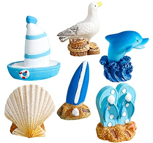 KITANDOVE 6stücke Teiliges -Dekorationen Im Maritimen Stil Surfbrett Muscheln Vögel Und Für Mikrolandschaften Und Tischdeko
