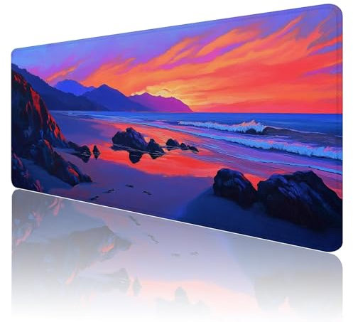 Tapis de Souris Paysage Tapis de Souris Gamer XXL 1200x600x3mm ImperméAble Et AntidéRapant Mousepad Bords Cousus Une éTendu SousMains Tapis Souris Plage pour Gamer, Pc et DéCoration de Bureau K31