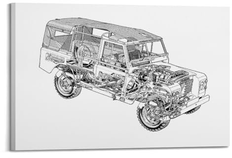 XFUHB Offroad-SUV, Auto-Poster, Land-Rover-Serie I, Cutaway-Poster, dekoratives Gemälde, Leinwand, Wandposter und Kunstdruck, moderne Familienschlafzimmer-Dekoration, Poster, 60 x 90 cm