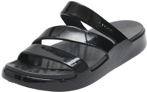 Crocs Femme Getaway Patent Strappy Sandales, Black, 39/40 EU
