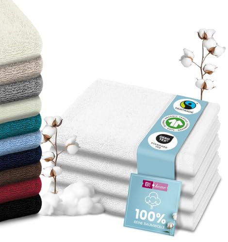 B!HOME 4er Set Premium Duschtücher [100% Baumwolle] 70x140 cm, Weiss/große Handtücher Weich, Saugstark & Pflegeleicht/Badetuch Perfekt für Bad, Strand & Reisen