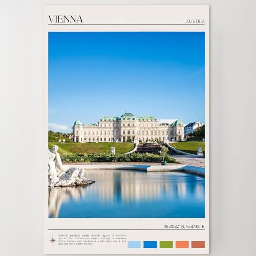 Dekomundo Städte Poster Europäische Reise Metropolen Wandbilder zum Einrahmen, Vienna Poster, 60x90 cm