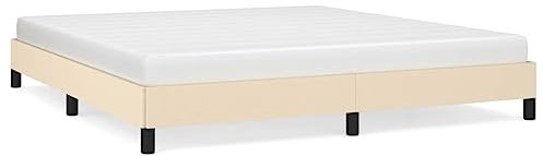 HEFZGDB Bettgestell ohne Matratze Creme 180x200 cm Stoff Ehebett Bettgestell Einzelbetten Doppelbett für Herberge Gästezimmer Schlafzimmer Wohnbereich