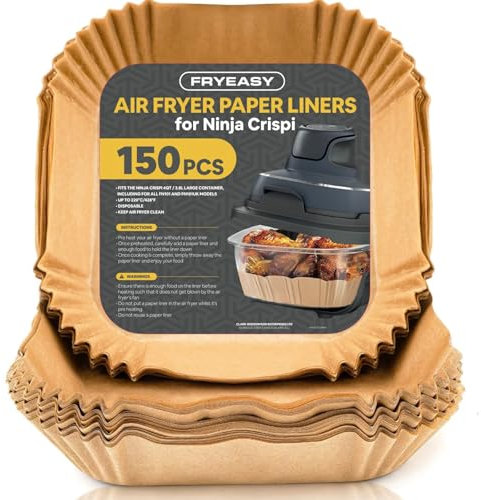 FryEasy Disposable Paper Air Fryer Liners for Ninja Crispi FN101, Fits Large 3.8L/4QT Tray, 150pcs for Ninja Crispy Air Fryer FN101UK, Enhance Cooking Efficiency with Crispi Air Fryer Accessories,