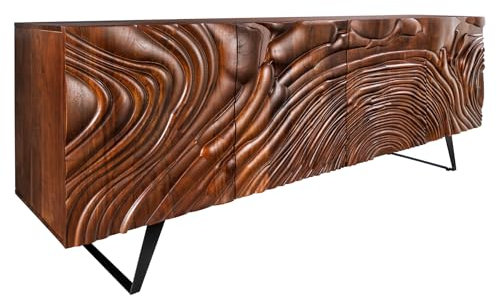 Riess Ambiente Massives Sideboard Fluid - 175cm - walnuss-braun schwarz - Akazienholz Eisen - 3D-Design Kufengestell Anrichte