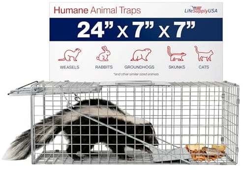 Heavy Duty Catch Release Large Live Humane Animal Cage Trap (24 x 7 x 7)