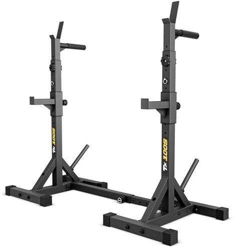 TREX SPORT Langhantelständer Squat Rack TX-100S | Hantelablage höhenverstellbar mit Sicherheitsablage, Dip-Griffen & Hantelscheibenaufnahmen bis 250kg