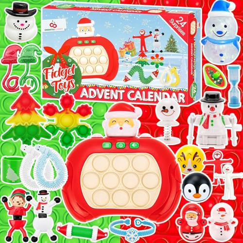 ALUNME Fidget Adventskalender 2025 Kinder, 24-tägiger Weihnachtscountdown-Kalender mit 24 Fidget Spielzeugen, Fidget Christmas Advent Calendars 2025