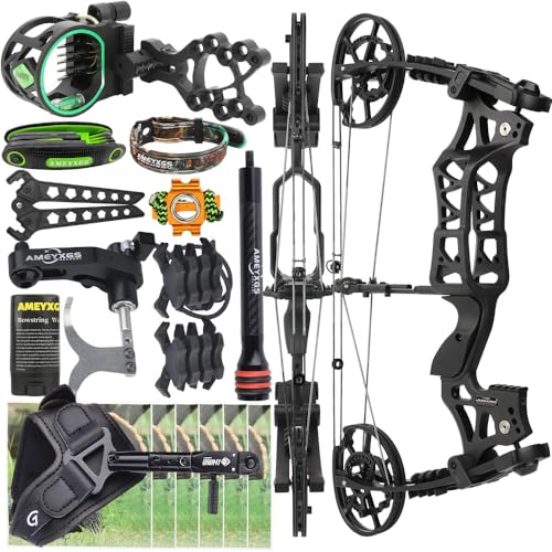 HNZMDY Dual-Use Compoundbogen Set für Pfeile & Stahlkugeln 40-65 LBS Einstellbar,Kurzachsiger Jagd-Compoundbogen Komplettset mit Zubehör für Bogenschießen Jagd & Zielschießübungen