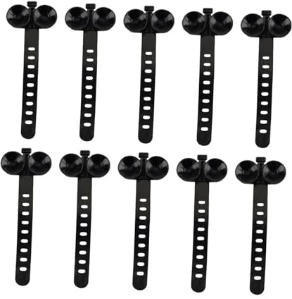 Sharplace 10x Aquarium Suction Cup Cable Ties Multipurpose Easy to Install Compact Fish Tank Binding Tools for Decorations Shrimp Nests, Black