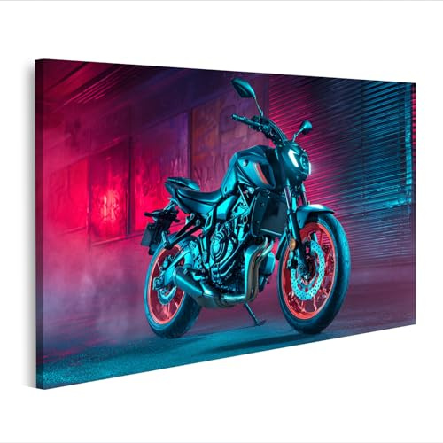 islandburner Cuadro sobre lienzo Yamaha MT-07 – Póster de moto en un entorno neón – Edición F2