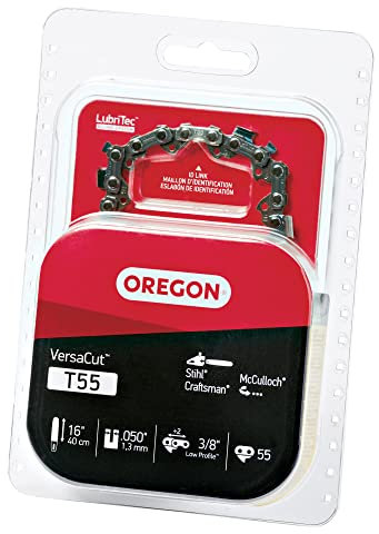 Oregon Catena per motosega T55 VersaCut per barra da 40,6 cm, 55 maglie, a contraccolpo basso, adatta per Stihl, Craftsman, McCulloch e altri, argento