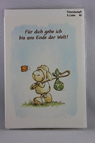 NICI - 65135 - Klappkarte, mit Umschlag, Freundschaft und Liebe, Schaf, Für dich gehe ich bis ans Ende der Welt! Und noch ein Stückchen weiter!