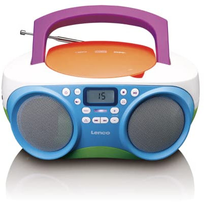 Lenco SCD-41 - CD-Player für Kinder - CD-Radio - Stereoanlage - Boombox - UKW Radiotuner - USB Anschluss - MP3-2 x 1 W RMS-Leistung - Netz- und Batteriebetrieb - Bunt