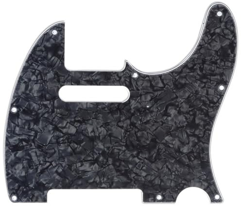 Musiclily Pro 8 Löcher Tele Pickguard Gitarren Schlagbrett für MIJ Made Fender Japan Telecaster,3 lagig Black Pearl
