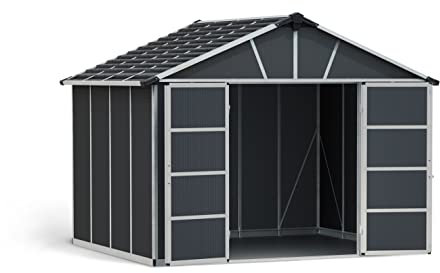 Canopia by Palram Gerätehaus Yukon 11x9 Geräteschuppen Metall 271 x 332 cm Grau Polycarbonatplatten rostbeständig UV-Schutz