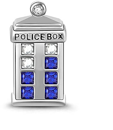 GNOCE Doktor Wer Polizeikasten Zeitmaschine Tardis Charm Anhänger 925 Sterling Silber Das Universum ist groß Perlen Charms für Armbänder Halsketten