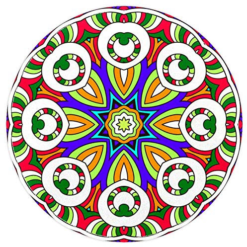 EZIOLY Badematte mit rundem Spitzen-Motiv, florales Mandala, rutschfest, waschbar, rund, 40 x 40 cm