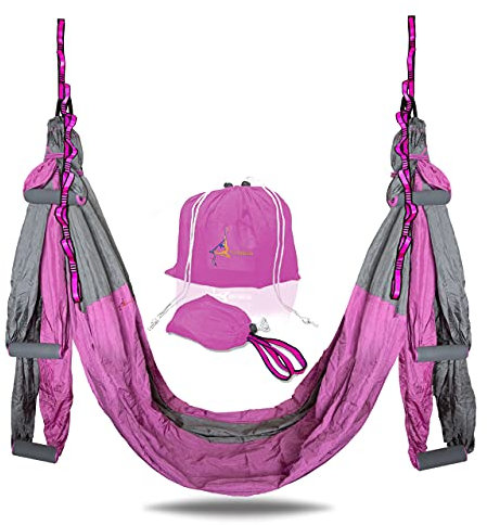 YOGA SWING PRO Premium Aerial Hammock Anti gravity Yoga Swing Kit - Acrobat Flying Sling Set for Indoor and Outdoor Inversion Therapy