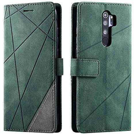 SONWO Coque pour Xiaomi Redmi Note 8 Pro, Etui en Cuir PU Portefeuille Housse Fermeture Magnétique und Flip pour Xiaomi Redmi Note 8 Pro, avec Fermeture Magnétique, Vert