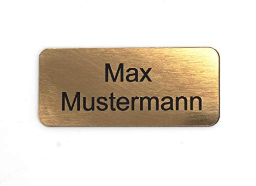 Gravurheim Briefkastenschild Türschild individuelle Gravur Name | selbstklebend - personalisiert | Kunststoff - Plastik | viele Farben und Größen (8x3,5cm Rechteck abgerundet, Gold-Schwarz)