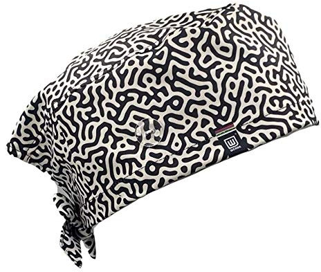 Cappello sanitario per sala operatoria, da uomo e donna, per infermieri, dentisti, medici, pediatri, per capelli lunghi, con bottoni e fascia per sudore frontale (sabbia)