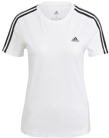 adidas Damen Essentials Slim 3-Stripes Tee, White / Black, XXL