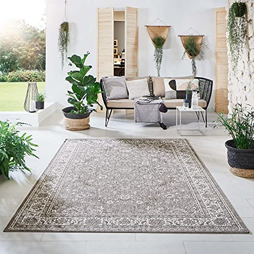 Steffensmeier Indoor Outdoor Teppich Öland Balkon Terrasse Küche Garten wasserfest Kunststoff, strapazierfähig, Oriental Braun Beige, 240x290 cm