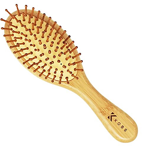 Kobe Bamboo ECO Cushion Paddle Brush - Nachhaltige Haarbürste mit 7 Reihen Bambusstiften - Glättende Bambusbürste zum Föhnen, Entwirren & Glätten - Für langes & kurzes Haar - Nass & Trocken verwenden