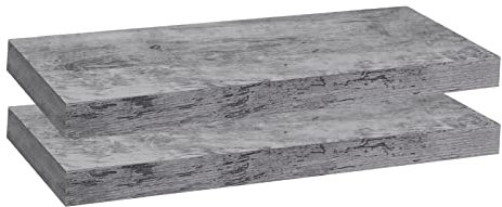 WOLTU Wandboard 2er Wandregal CD DVD Regal Bücherregal Holz Board 40x22.9x3.8cm grau Eiche RG9372grei-2