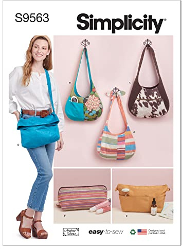 Simplicity SS9563OS Slouch Bags, Purse Organizer and Cosmetic Case OS One Size Only