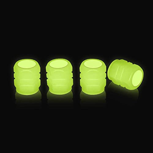 Universal Fluorescent Car Tire Valve Caps Cover Glowing in Dark, Luminous Tire Valve Stem Caps, Dust-Proof, Car Glow Tire Air Caps Cover for Car, Truck, Motorcycles and Bicycles (C,4PCS)