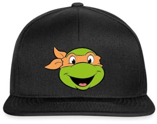 Spreadshirt Teenage Mutant Ninja Turtles Michelangelo Kostüm Snapback Cap, One Size, Schwarz/Schwarz