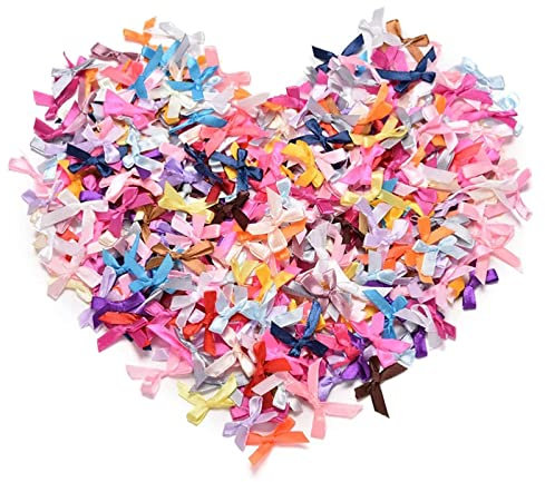 AOMiGT Bunte Schleife, 100 Stück Deko Schleifen zum Nähen, Mini Satinband, Doppelseitige Farbe Bogen, Klein Satin Band für DIY Handwerk Hochzeit Dekoration