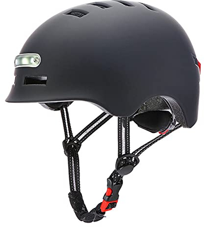 Starnearby Casque de Vélo vec Lumière LED pour Adultes Hommes Femmes Clignotant Casque pour Trottinette électrique Casque pour Roller, Scooter, Hoverbaord, Skateboard, Skate, Vélo (M)