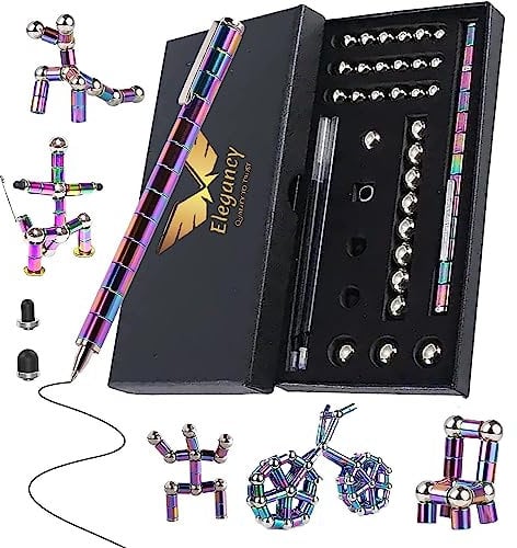 Elegancy Fidget Pen Magnetic Balls | Magnetic Pen Cool Gadgets Fidget Toy | Fidget Toys Gifts for Him Gifts for Her | Birthday Gifts for Women Men Random Stuff | Magnetic Building Blocks (Multicolor)