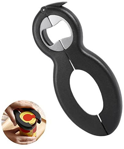 SUOXU6 in 1 Multi Jar Opener, Can Opener Seniors Arthritis Helping Hand Jar Opener Weak Hands Easy Opener Non-Slip Can Beer Bottle Cap & Tops Opener Lid Twist Off Kitchen Cooking (CZ11235)
