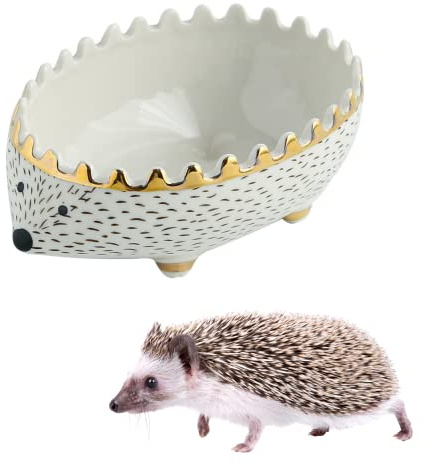 Hedgehog Bowl - Ceramic Small Animal Food Bowl Water Dish Feeder Chew Resistant Prevent Tipping for Hedgehog Hamster Sugar Glider Rat Gerbil Mice Small Animal Cage Accessories (Hedgehog Shape)